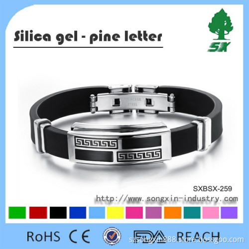 2015 Hot Sale Charming Stainless Steel Bracelet&bangle with Top Grade Silicone